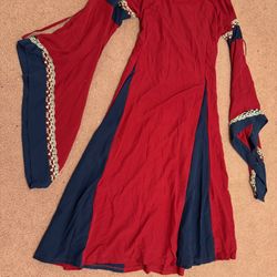 New large red renaissance princess mideival long vintage dress costume gown