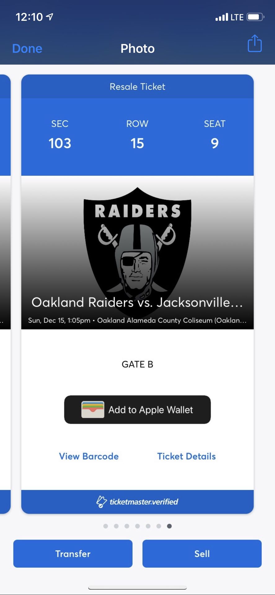 Two Black hole tickets - Last Oakland Raiders home gane ever