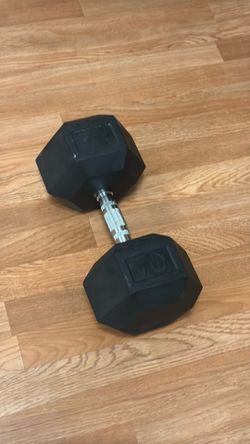 Top Fitness Rubber Hex Dumbbell (single) 70 lb / lbs