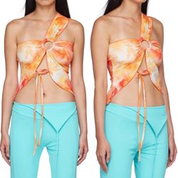 Kim Shui SSense exclusive Britney orange cover up tank top size S small