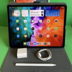 1TB (1024GB) Apple IPad Pro 12.9” 4th Generation (2020 Model/ Face ID/Liquid Retina ) with Stylus pen & Accessories(Apple pencil supported)