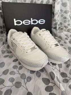 Bebe White Rhinestone Sneakers