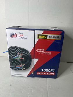 Cat6 Plenum Ethernet Cable 1000FT CMP Rated 23AWG Solid Conductor