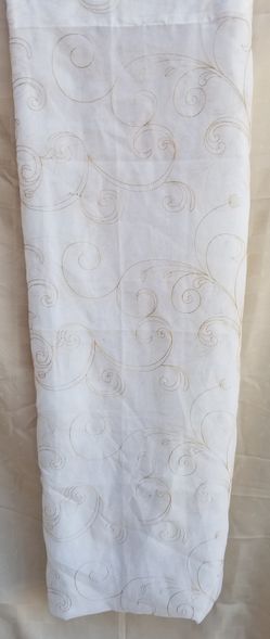 Pair of Better Homes and Garden sheer embroidered panels 38"x84" white and gold