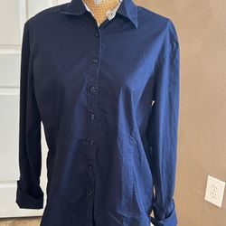 Esabel C Women’s Size XL Navy Blue Button Down Collared Shirt 