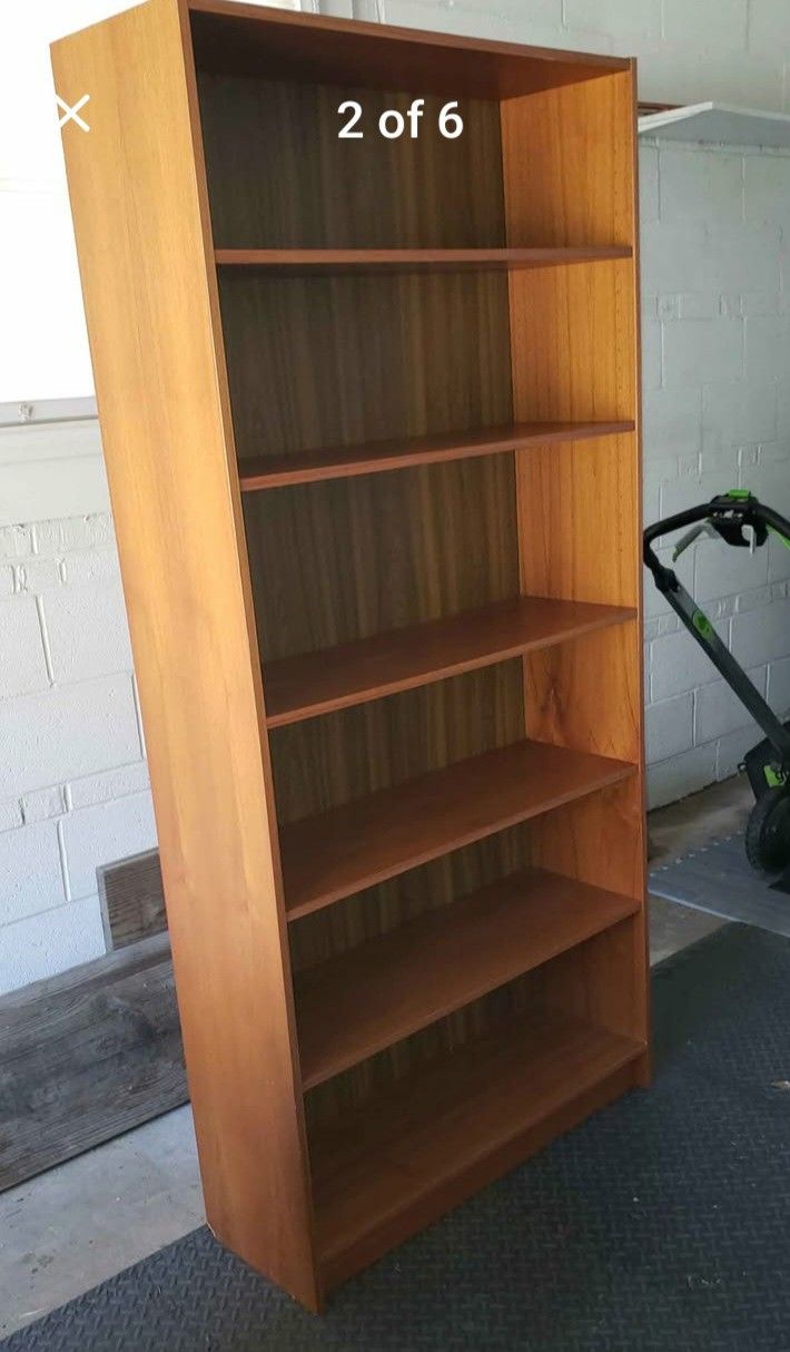 6 Shelf 76 In Tall TEAK Color Bookcase