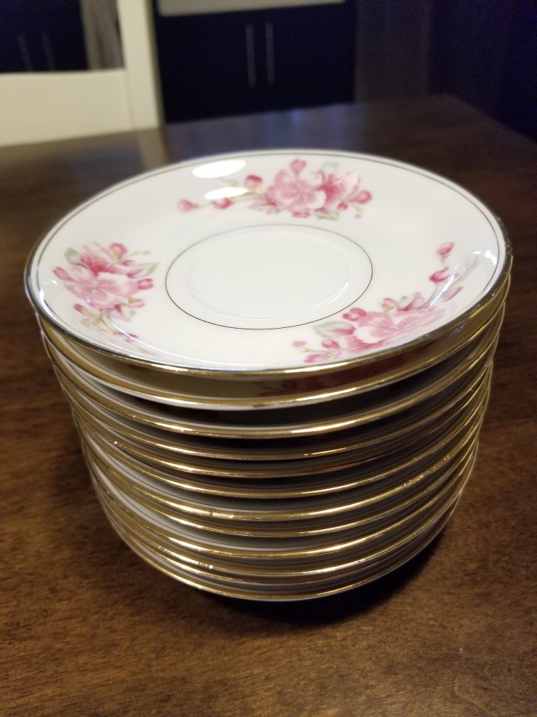Fine China Tea Cup Saucers Set of 12