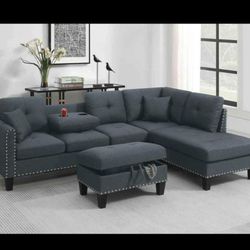 BRAND NEW 3PCS SECTIONAL SOFA SET WITH OTTOMAN INCLUDED $349