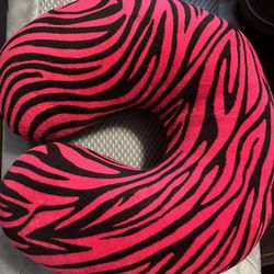 Hot Pink Zebra Neck Pillow For Flying 