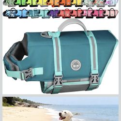 VIVAGLORY Rip Stop Dog Life Vest, Swimming Vest with Handle, Buoyancy for Doggy Puppy, Dog Life Jacket for Swimming & Boating, M, Regular Price $27.99