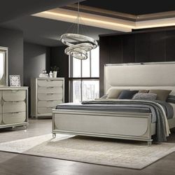 Brand New Silver 4pc Queen Bedroom Set (Available In Eastern King)