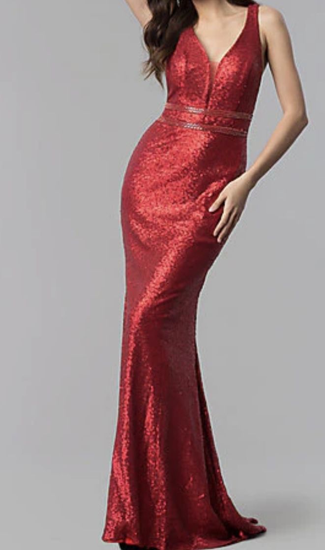Alyce Paris Claret V Neck Sequin Gown