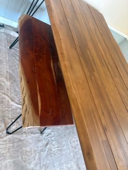 Wood table with Hairpin Legs and bench seats
