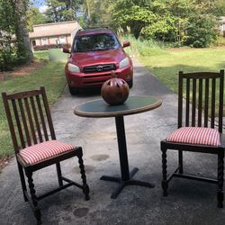 Pub Table And 2 Antique Chairs