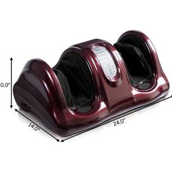 Costway ABS and Fabric Shiatsu Foot Massager with Remote Control in Burgundy Red
