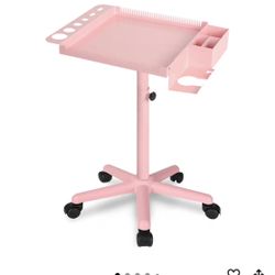 Extension Salon Tray Hair Extension Cart Tray Pink Multi-Function Extensions Rolling Tray with Blow Dryer Holder and Storage Platform
