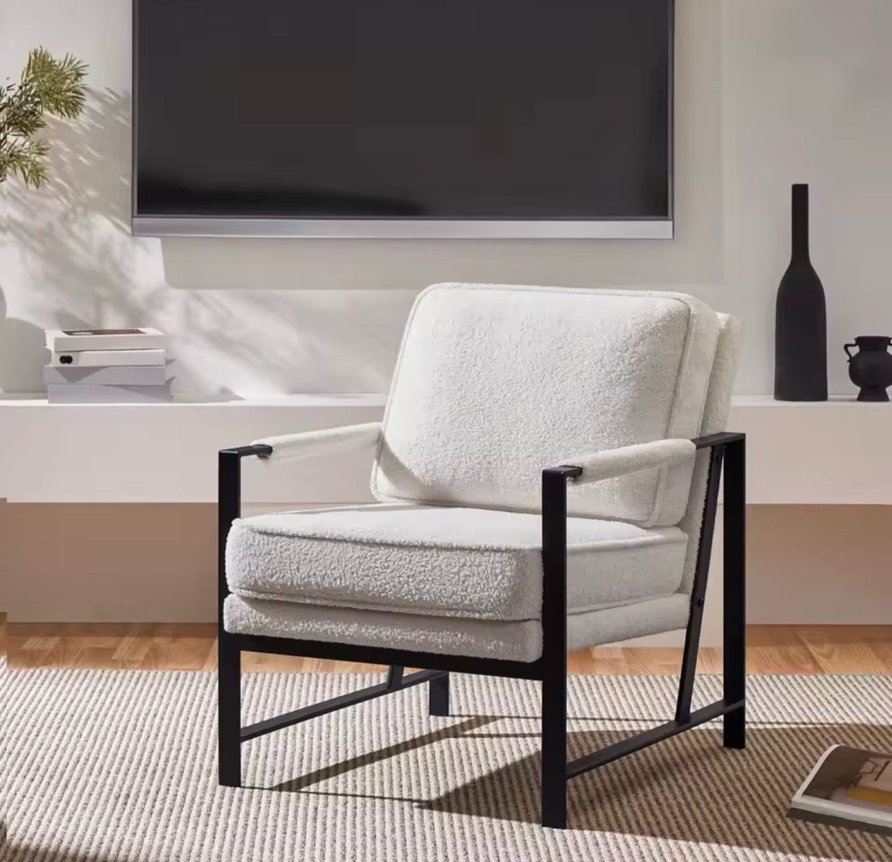 Mid century accent Chair color ivory