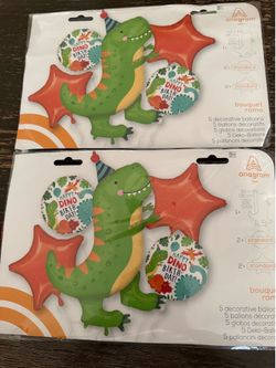 Dino birthday balloon bouquet