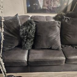 Black  Suede Sofa 
