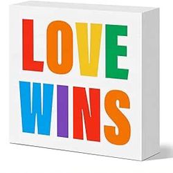 LGBT Decor Wooden Box Sign, Gay Pride Month Decoration for Home Office Bedroom Desk Rainbow Lesbian Pride Gay Room Decor Lesbian Gay LGBTQ Gifts for G