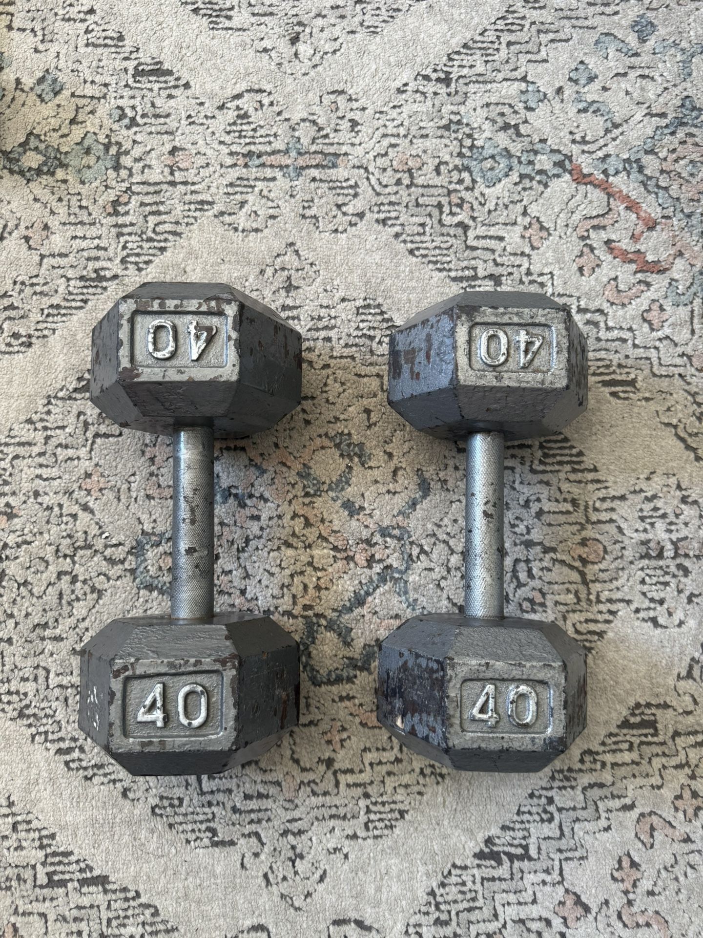 Pair of 40 lb Hex Dumbbells