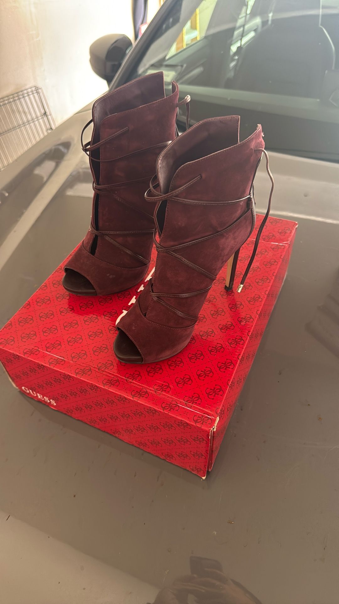 Guess Red Multi Suede Heels