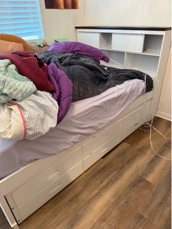Full over twin trundle bed with storage