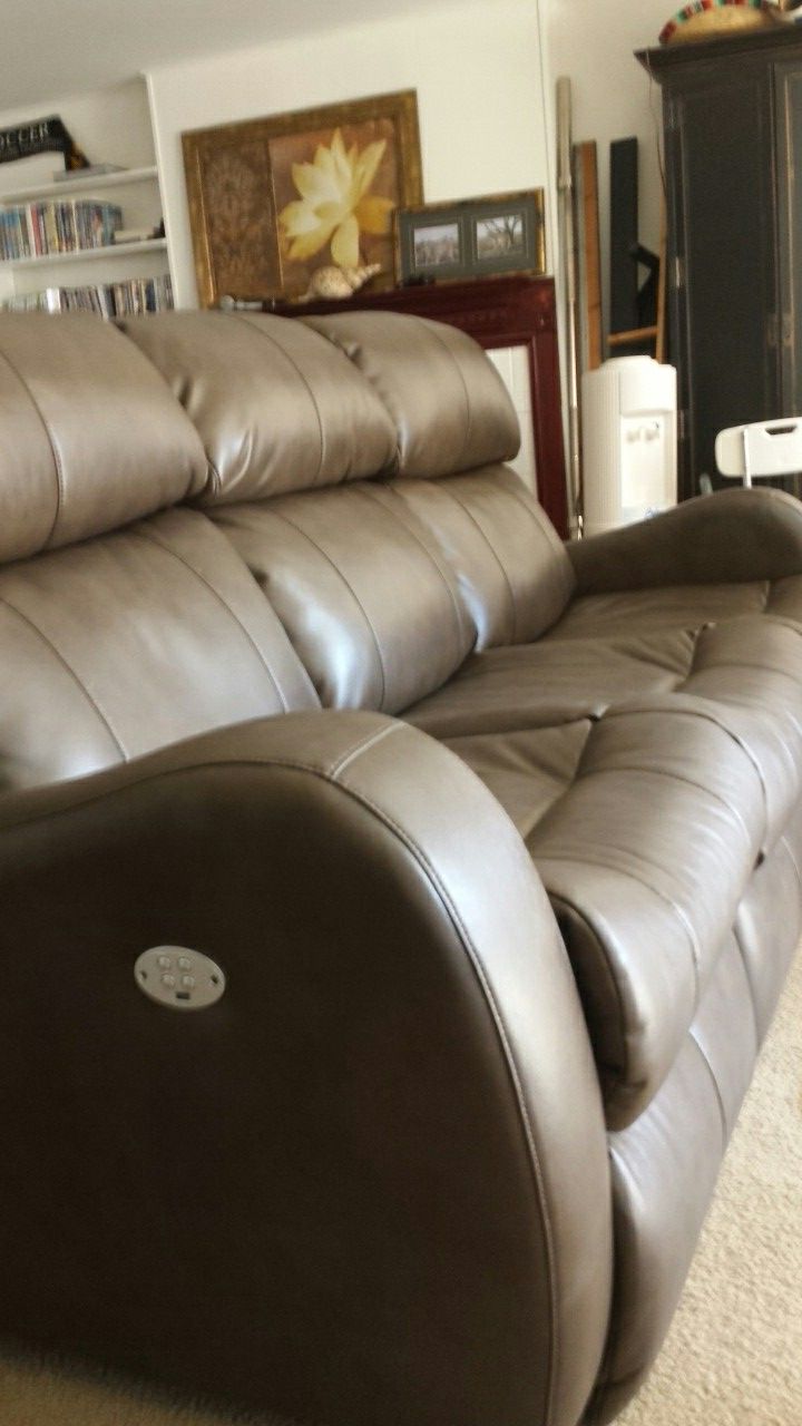 Remote Control Brown Leather Couch