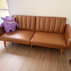 Fake Leather Couch (folds Into Bed)