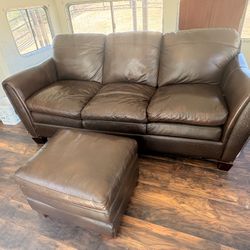 Brown Couch With Ottoman
