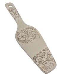 Vintage Collectible Ceramic Cake/ Pie Server Cream with Gold Etched Design 9 in