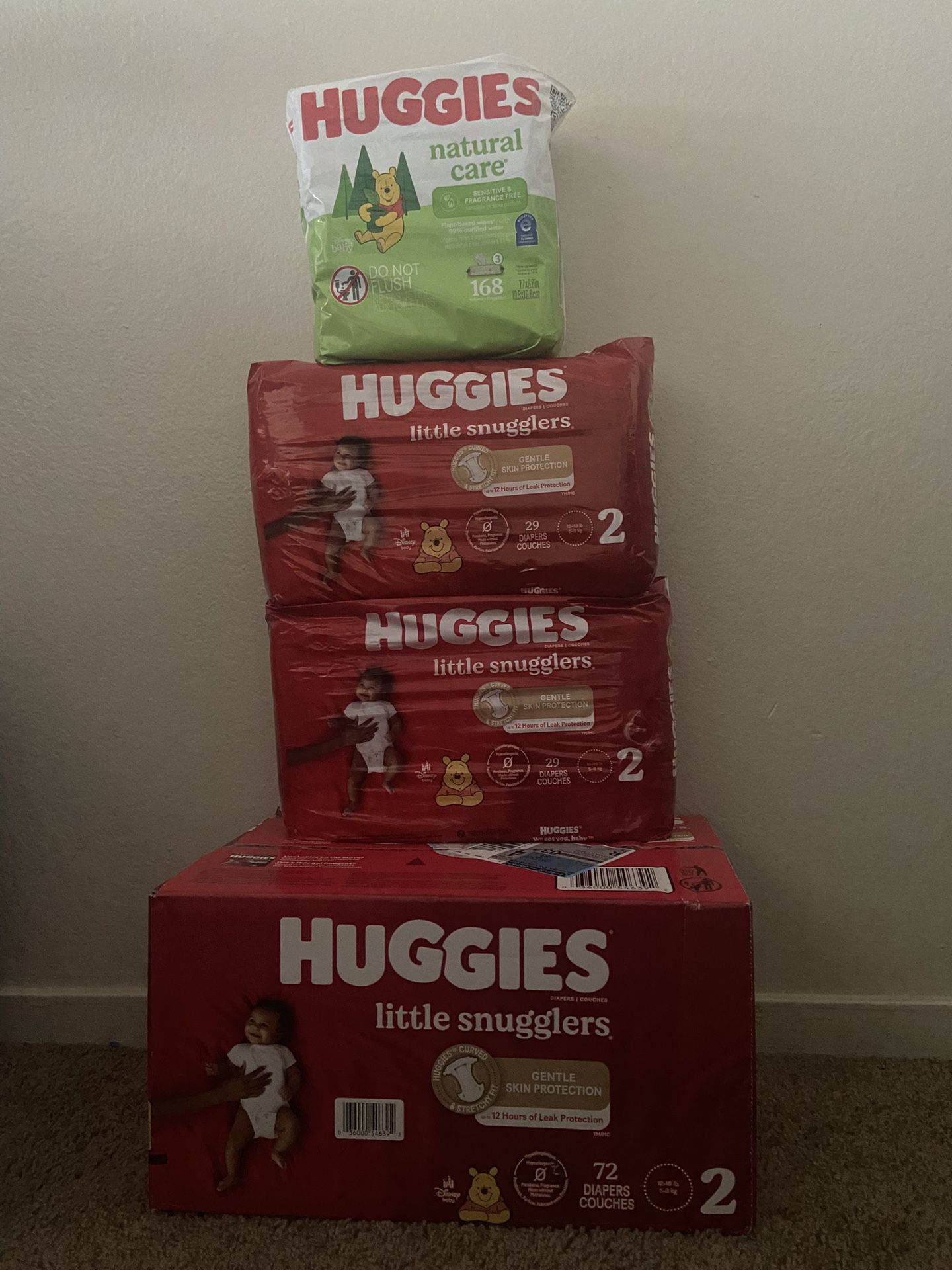 Huggies:  Diapers size 2 & Wipes 168