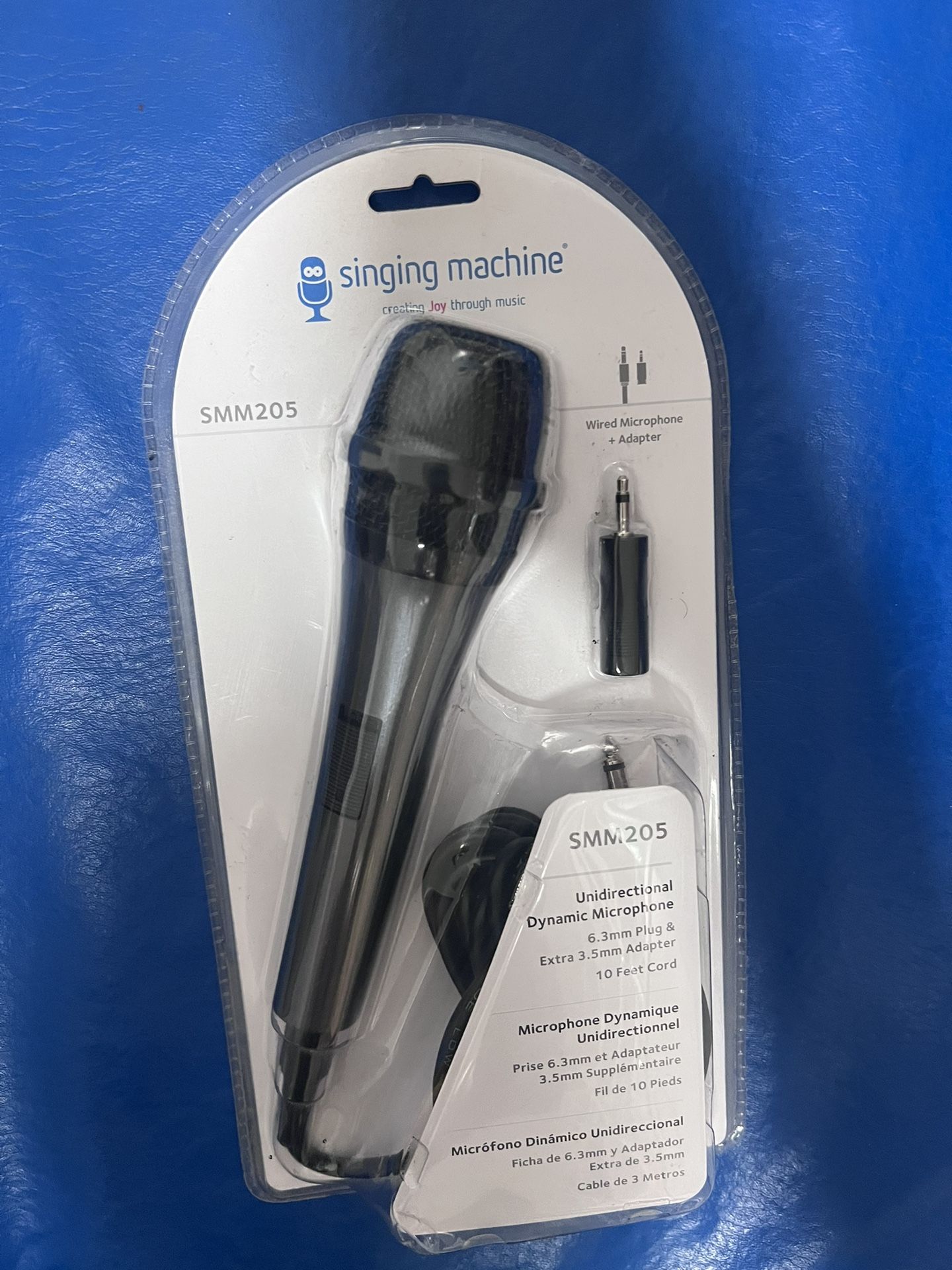 singing Machine Wired Microphone Plus Adapter, Creating Joy Through Music.  For Karaoke Machine. Microphone SMM205. 