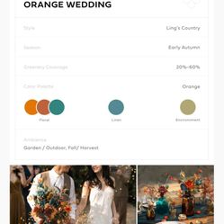 Ling's Moments Dark Teal & Burnt Orange Wedding Flower Package