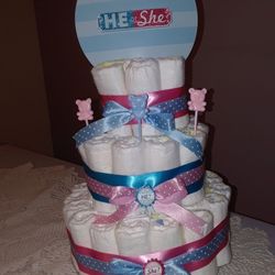 Gender reveal diaper cake