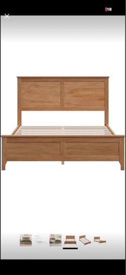 Full Size Wooden Platform Bed. Brand new in box. No mattress