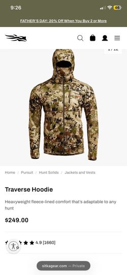 Sitka subalpine traverse hoodie. Large
