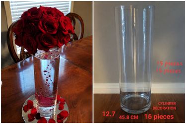 Tall Clear Glass Cylinder Vases – 16 Pieces