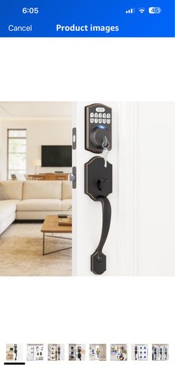 Smart Fingerprint Door Lock Set, Keyless Entry Front Door Handle Set, Electronic Keypad Deadbolt with Lever Handle, Auto-Locking, One-Time Codes, 2 Ke