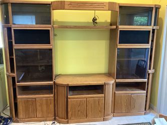 Entertainment center/ double as book cases and bed side/office storage