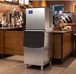 23.2 in. 600 lb./24H Full Cubes Commercial Freestanding Ice Maker in Stainless Steel with 400 lb. St