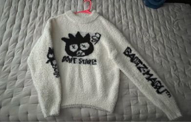 Hello Kitty x Forever 21 Don't Stare Fuzzy Sweater Kawaii Badtz Maru White