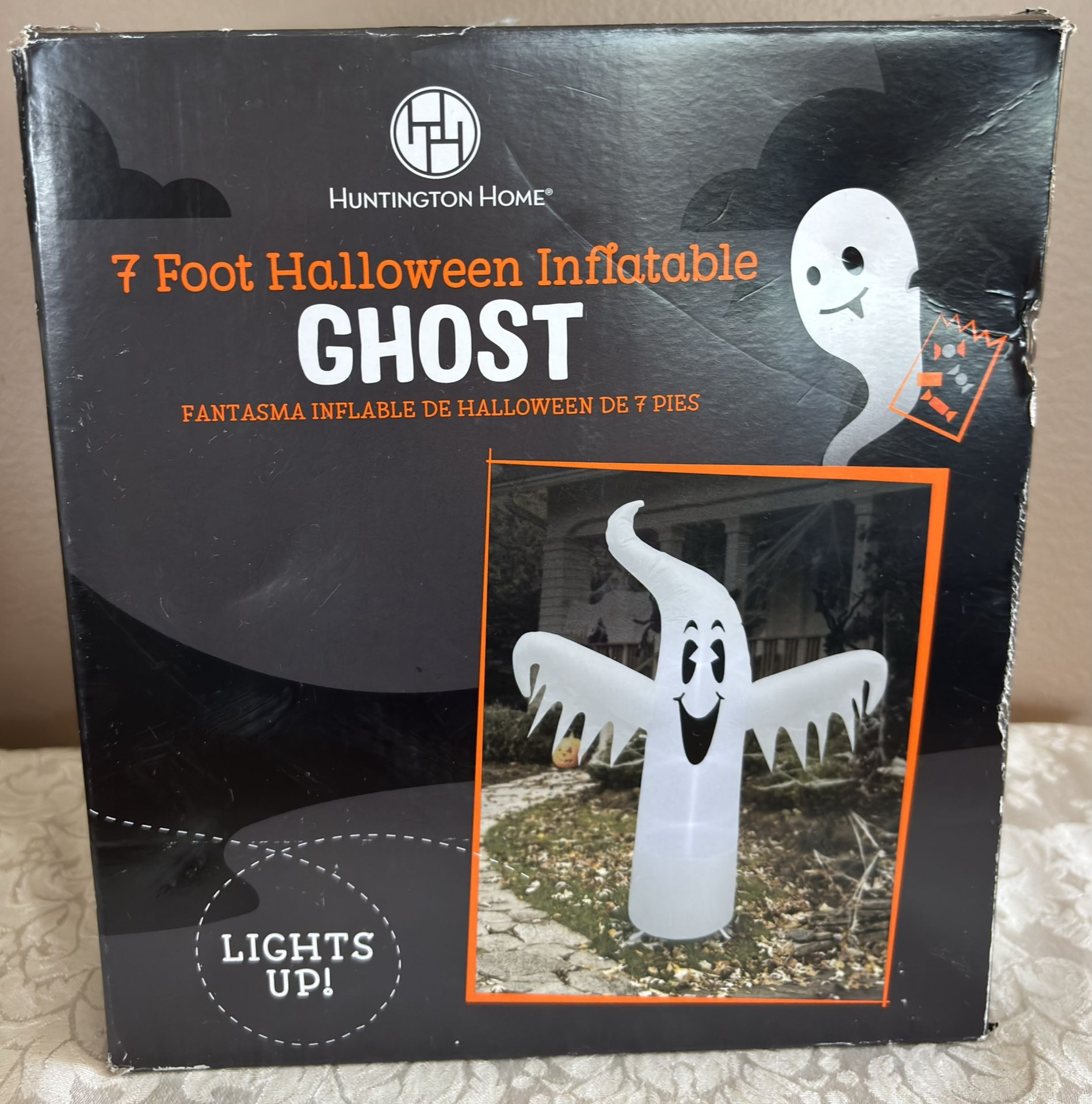 7-Foot Halloween Inflatable Ghost By Huntington Home-New In Box⚫️Read Full Description Below⚫️