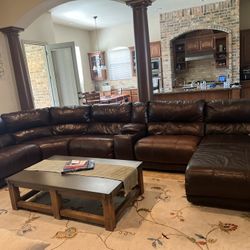 Leather Sectional With Recliners 