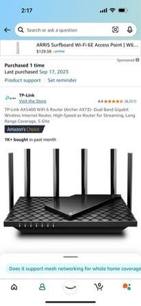 Tp-link High Speed Wireless Router AX5400 Wi-Fi 6 Archer AX73