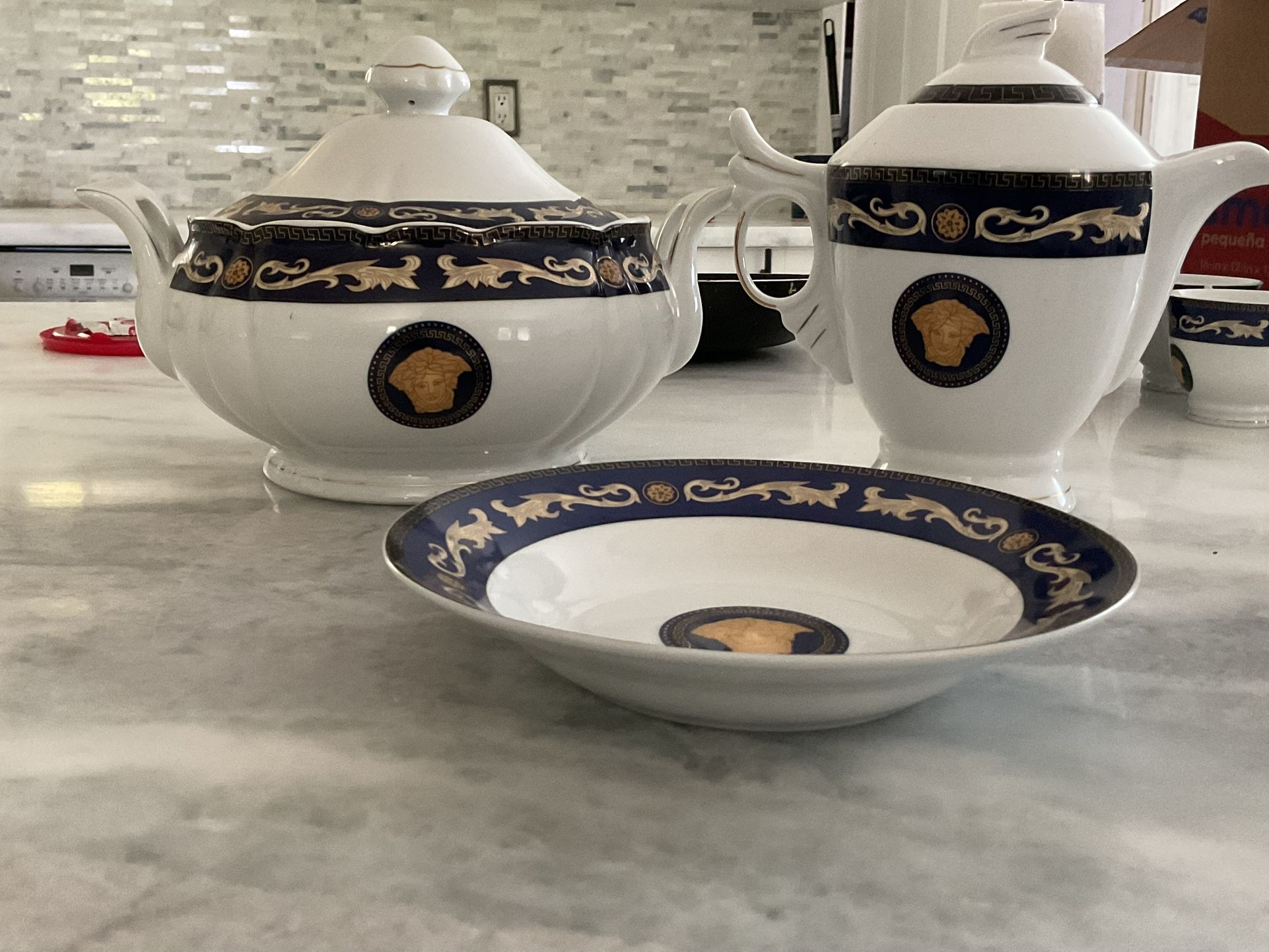 Versace Rosenthal Medusa Blue & Gold Porcelain China