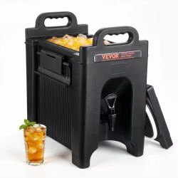 255}Insulated Beverage Dispenser, 2.5 Gallon, Food-grade LDPE Hot and Cold Beverage Server, Thermal Drink Dispenser Cooler with 0.9 in PU Layer Two-St