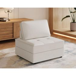32" Ottoman With Storage Velvet White