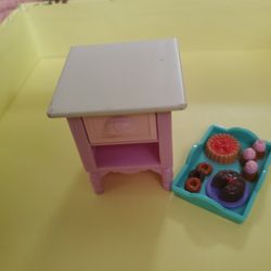 Fisher Price Loving Family Dollhouse Purple Night Stand Table for Kids Room