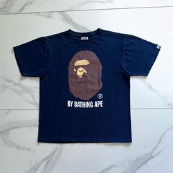 BAPE By Bathing Ape Big Ape Head Logo T-Shirt Navy Blue Size Large